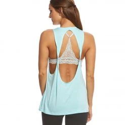 Beyond Yoga Slink Or Swim Open Back Muscle Tee Tahiti Teal CLOTHING