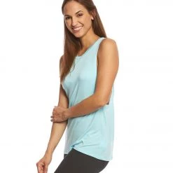 Beyond Yoga Slink Or Swim Open Back Muscle Tee Tahiti Teal CLOTHING