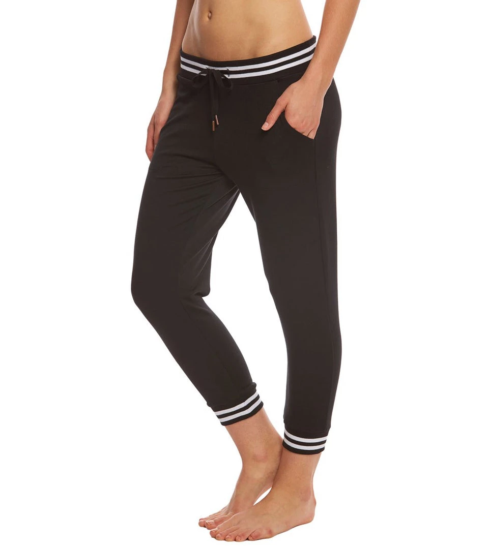 Beyond Yoga Varsity Cropped Joggers Black CLOTHING 4 Beyond Yoga Varsity Cropped Joggers Black CLOTHING