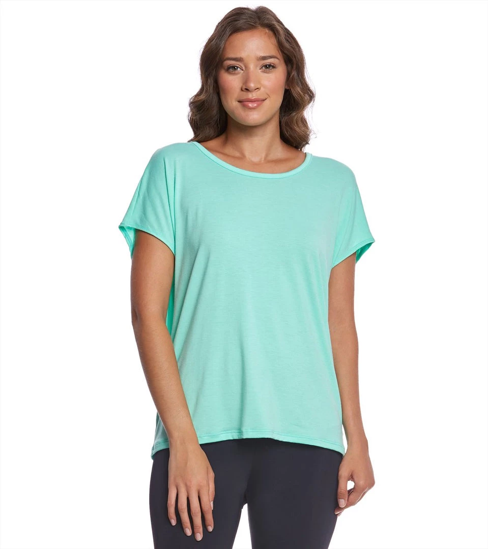 Onzie Drop Back Yoga Short Sleeve Tee Jade 4 Onzie Drop Back Yoga Short Sleeve Tee Jade