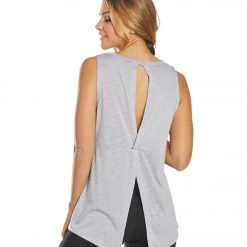 Balance Collection Evy Twist Yoga Tank Top Lilac Gray CLOTHING
