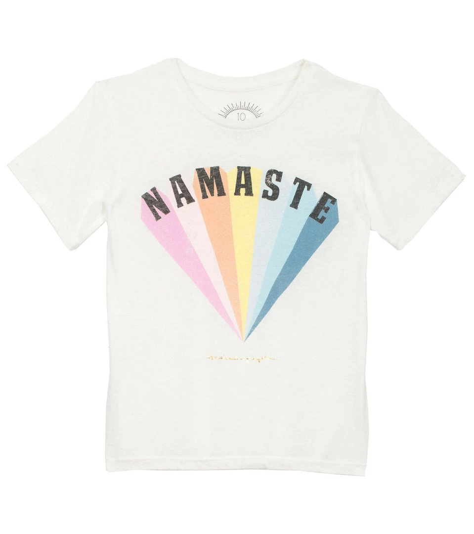 Spiritual Gangster Kids Girls Namaste Rainbow Tee Cream 3 Spiritual Gangster Kids Girls Namaste Rainbow Tee Cream