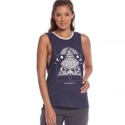 CLOTHING Spiritual Gangster Lunar Eye Rocker Muscle Tee Navy
