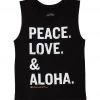 Spiritual Gangster Kids Girls Peace Love & Aloha Stacked Muscle Tank