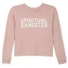 Spiritual Gangster Kids Girls SG Varsity Crop Yoga Sweatshirt Pink