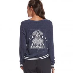 CLOTHING Spiritual Gangster Lunar Eye Savasana Yoga V-neck Long Sleeve Navy