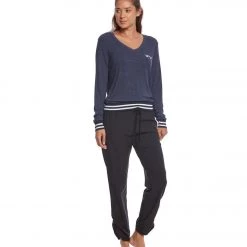 CLOTHING Spiritual Gangster Lunar Eye Savasana Yoga V-neck Long Sleeve Navy