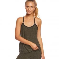 CLOTHING Beyond Yoga Spacedye Stacked And Sliced Yoga Tank Top Black/Aviator Green