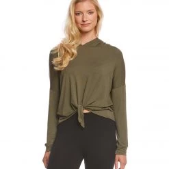 CLOTHING Beyond Yoga All Tied Up Workout Pullover Hoodie Aviator Green