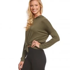 CLOTHING Beyond Yoga All Tied Up Workout Pullover Hoodie Aviator Green
