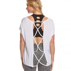 Beyond Yoga Back Out Yoga Tee White