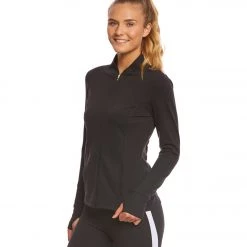 Beyond Yoga Kate Spade Madison Bow Yoga Jacket Jet Black CLOTHING
