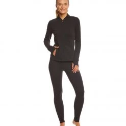 Beyond Yoga Kate Spade Madison Bow Yoga Jacket Jet Black CLOTHING