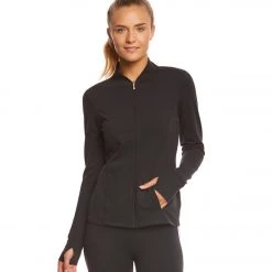 Beyond Yoga Kate Spade Madison Bow Yoga Jacket Jet Black CLOTHING