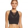 CLOTHING Betsey Johnson Mesh Mapped Extended Seamless Yoga Crop Bra Black