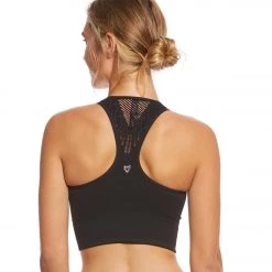 CLOTHING Betsey Johnson Mesh Mapped Extended Seamless Yoga Crop Bra Black