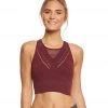 Betsey Johnson Mesh Mapped Extended Seamless Yoga Crop Bra Cabernet Hooray CLOTHING