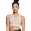 CLOTHING Betsey Johnson Mesh Mapped Extended Seamless Yoga Crop Bra Tea Rose