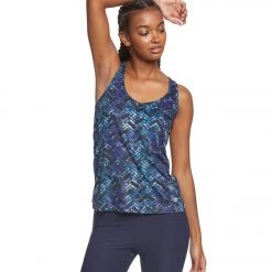 Marika Remix Singlet Yoga Tank Top Blue Danube Water Glass