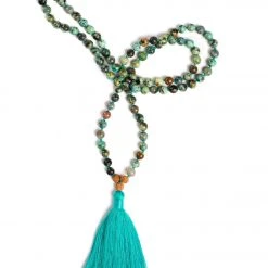 ACCESSORIES Mala Collective I Am Audacious Japa Mala Necklace African Turquoise/Rudraksha