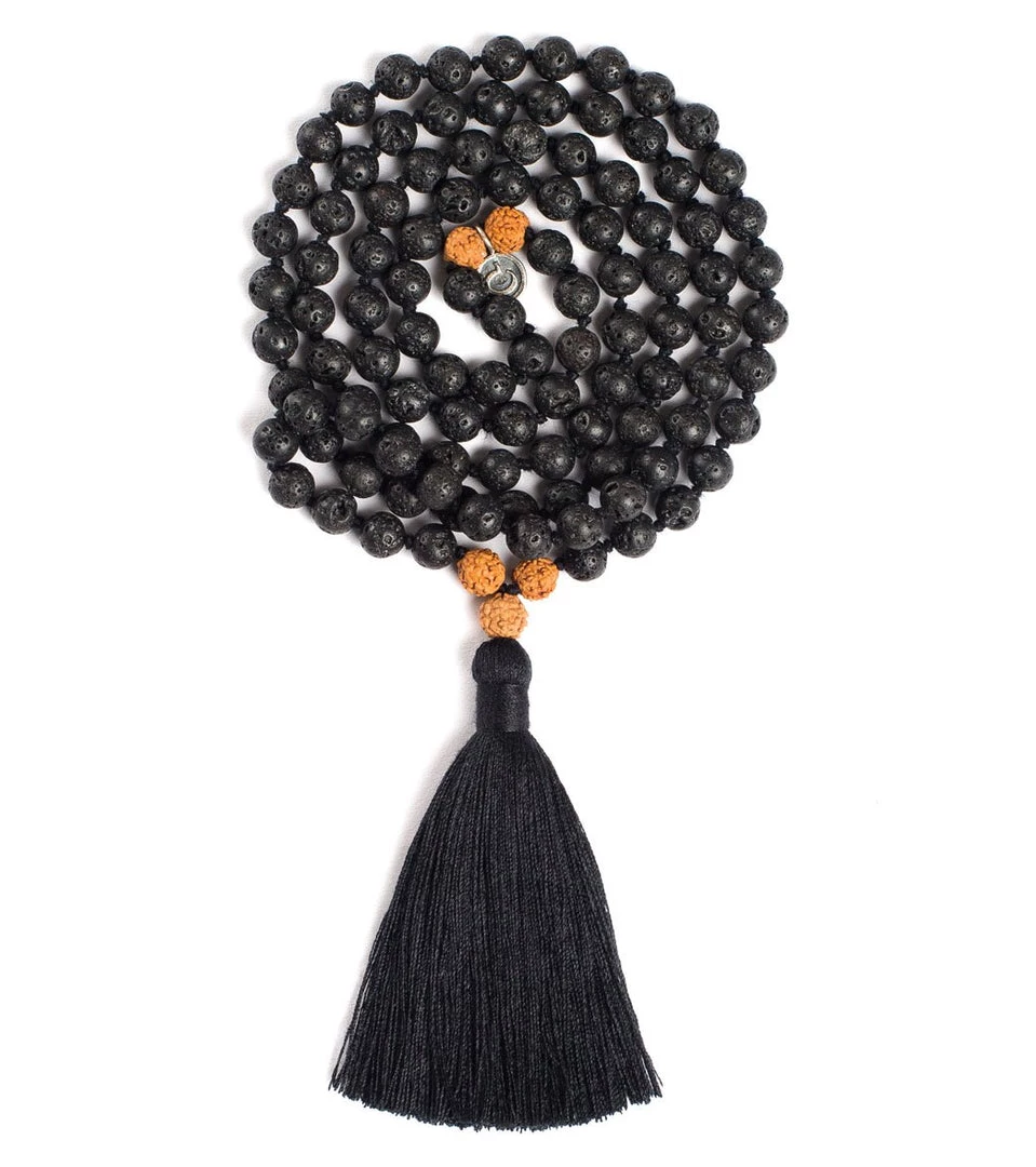 Mala Collective I Am Strong Japa Mala Necklace Lava/Rudraksha ACCESSORIES 3 Mala Collective I Am Strong Japa Mala Necklace Lava/Rudraksha ACCESSORIES