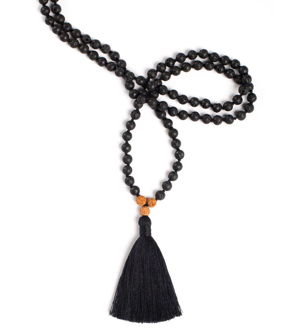 Mala Collective I Am Strong Japa Mala Necklace Lava/Rudraksha ACCESSORIES 4 Mala Collective I Am Strong Japa Mala Necklace Lava/Rudraksha ACCESSORIES