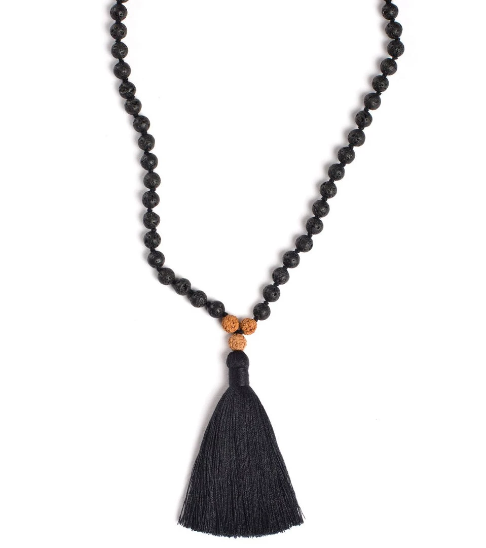 Mala Collective I Am Strong Japa Mala Necklace Lava/Rudraksha ACCESSORIES 5 Mala Collective I Am Strong Japa Mala Necklace Lava/Rudraksha ACCESSORIES