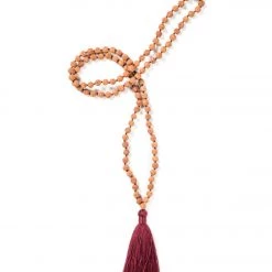 ACCESSORIES Mala Collective Meditate Traditional Japa Mala Necklace Burgundy/Rudraksha