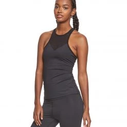 Beyond Yoga Cut It Close Mesh Yoga Tank Top Black
