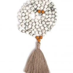 ACCESSORIES Mala Collective I Am Patient Japa Mala Necklace Howlite/Rudraksha