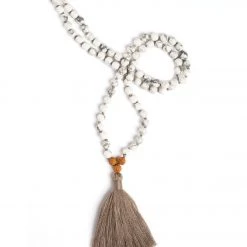 ACCESSORIES Mala Collective I Am Patient Japa Mala Necklace Howlite/Rudraksha