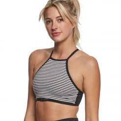 Beyond Yoga Kate Spade Saturday Stripe Yoga Sports Bra Black-Cream Saturday Stripe CLOTHING