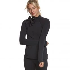 Beyond Yoga Kate Spade Neck Bow Half Zip Pullover Black Ottoman