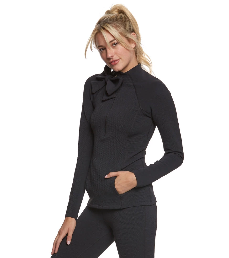 Beyond Yoga Kate Spade Neck Bow Half Zip Pullover Black Ottoman 4 Beyond Yoga Kate Spade Neck Bow Half Zip Pullover Black Ottoman
