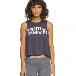 Spiritual Gangster SG Varsity Yoga Crop Tank Top Navy