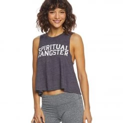 Spiritual Gangster SG Varsity Yoga Crop Tank Top Navy