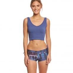 Free People Solid Rib Brami Yoga Crop Top Blue CLOTHING