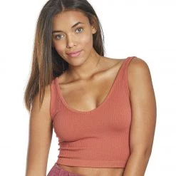 CLOTHING Free People Solid Rib Brami Yoga Crop Top Terracotta