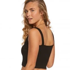 CLOTHING Free People Solid Rib Brami Yoga Crop Top Black