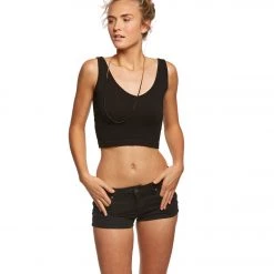 CLOTHING Free People Solid Rib Brami Yoga Crop Top Black