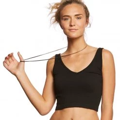 CLOTHING Free People Solid Rib Brami Yoga Crop Top Black