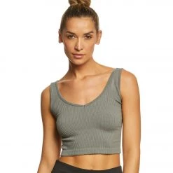 CLOTHING Free People Solid Rib Brami Yoga Crop Top Grey