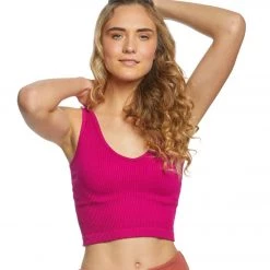 CLOTHING Free People Solid Rib Brami Yoga Crop Top Pink