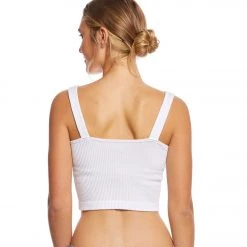 Free People Solid Rib Brami Yoga Crop Top White
