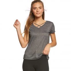 Balance Collection Criss Cross Yoga Tee Black CLOTHING