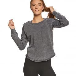 CLOTHING Balance Collection Leanne Peached Fleece Pullover Heather Charcoal/Black