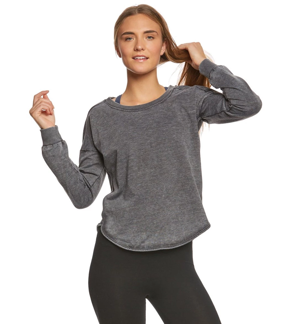 CLOTHING Balance Collection Leanne Peached Fleece Pullover Heather Charcoal/Black 3 CLOTHING Balance Collection Leanne Peached Fleece Pullover Heather Charcoal/Black