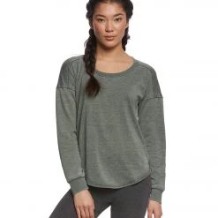 CLOTHING Balance Collection Leanne Peached Fleece Pullover Dusty Olive