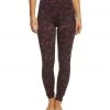 DYI High Waist Signature Butterfly Printed Yoga Leggings Burgundy