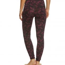 DYI High Waist Signature Butterfly Printed Yoga Leggings Burgundy 11 DYI High Waist Signature Butterfly Printed Yoga Leggings Burgundy